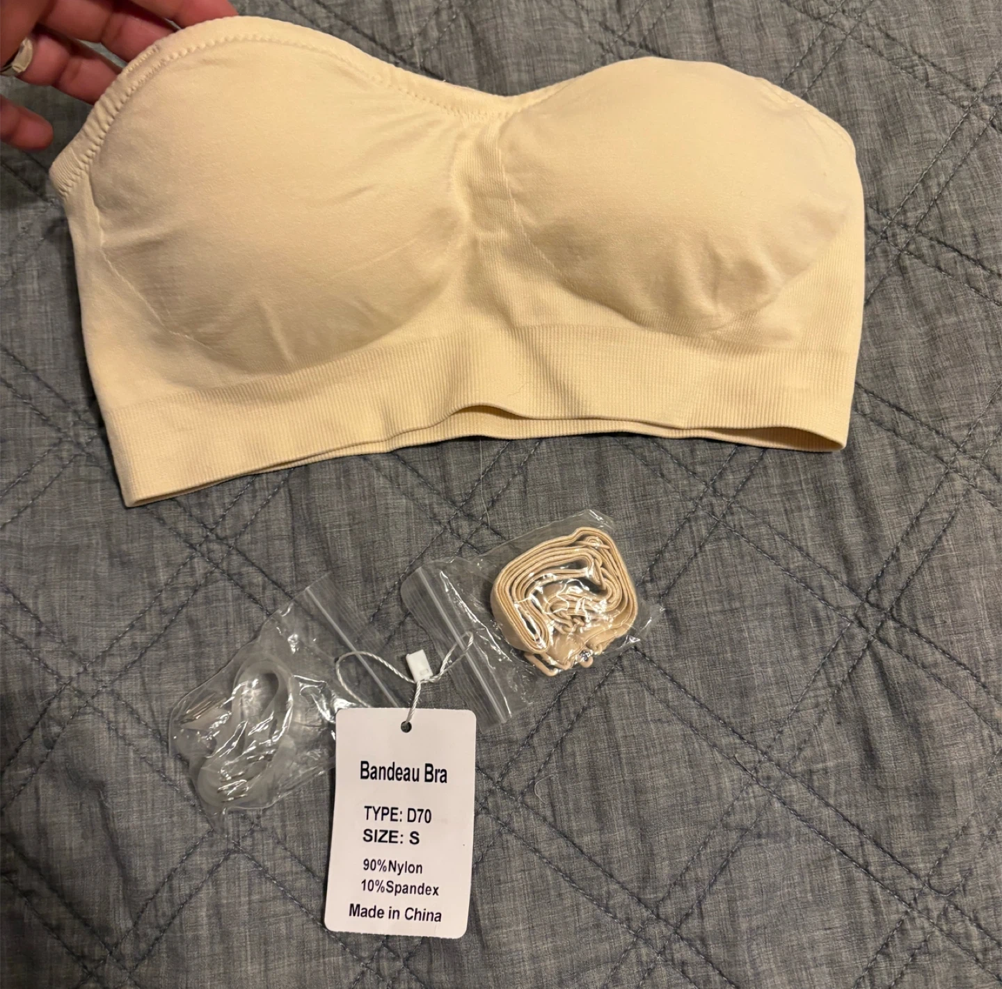 Nude Bandeau Bra with Straps – Size S – Seamless & Padded
