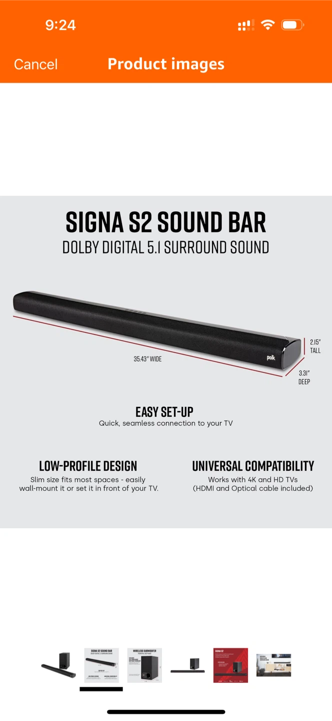 Polk Signa S2 Sound Bar with Wireless Subwoofer - photo 2