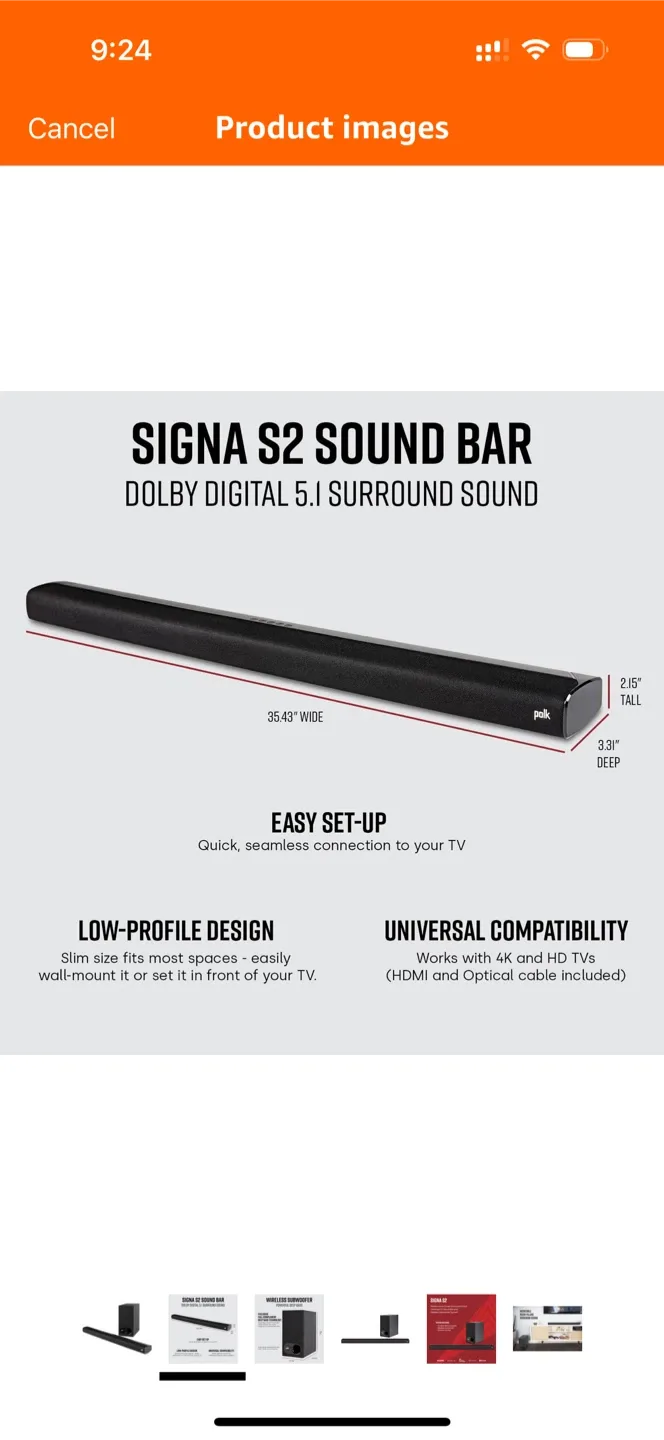 Polk Signa S2 Sound Bar with Wireless Subwoofer image indicator(2)