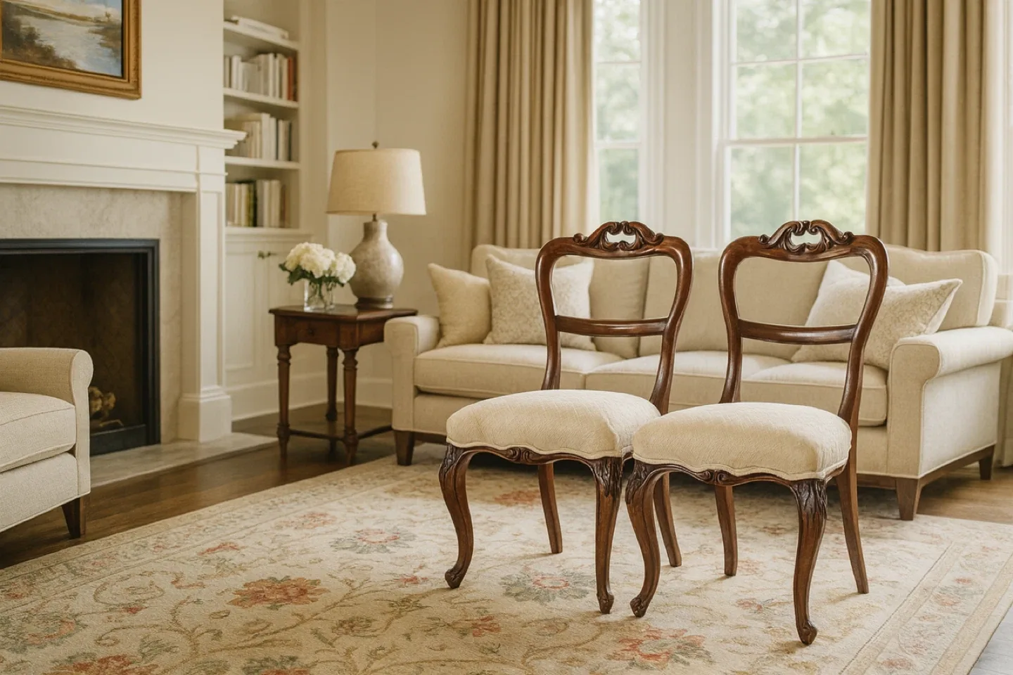 Antique Style Dining Chairs - Set of 2