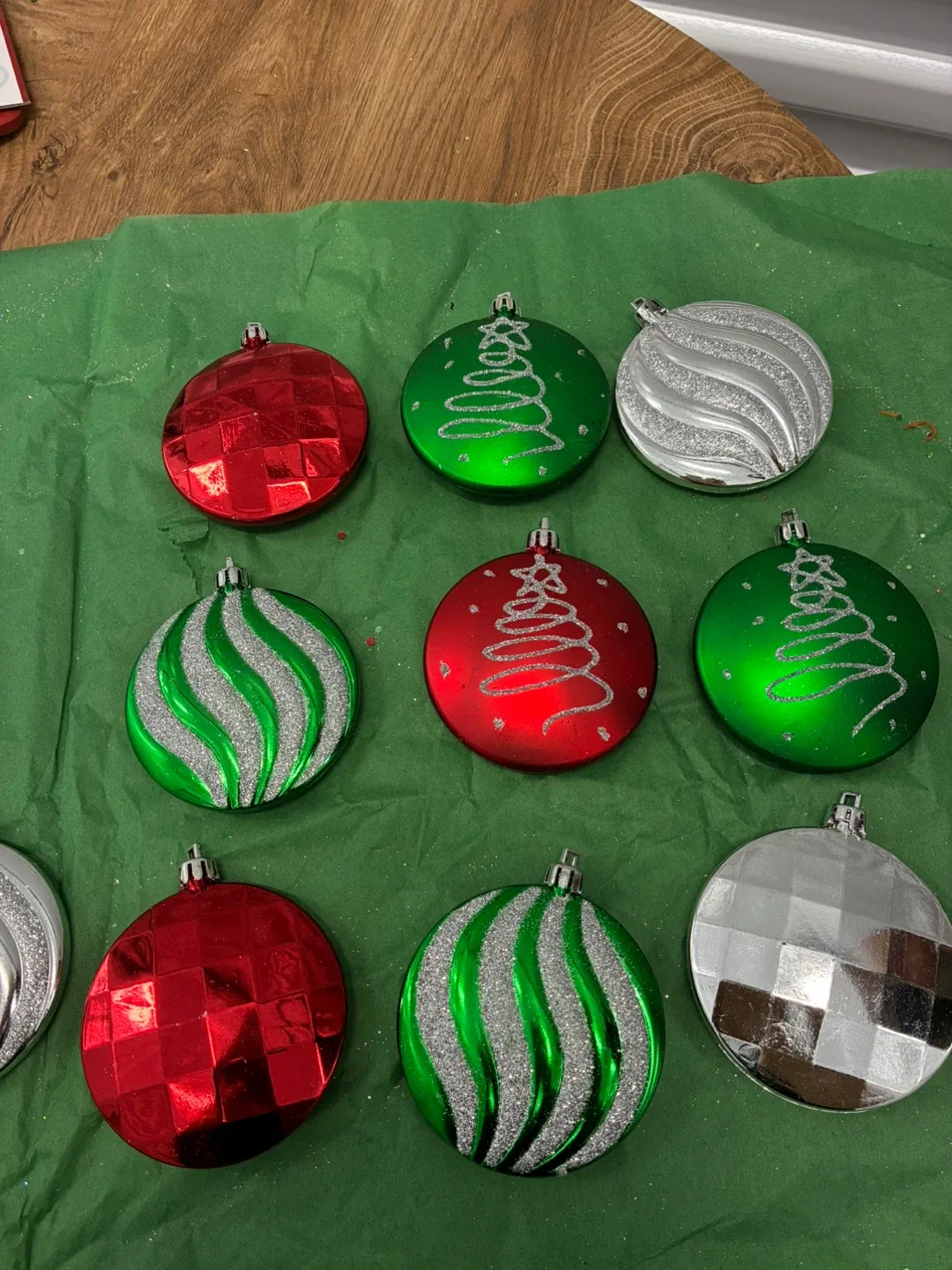 Christmas Ornaments - Red, Green, Silver
