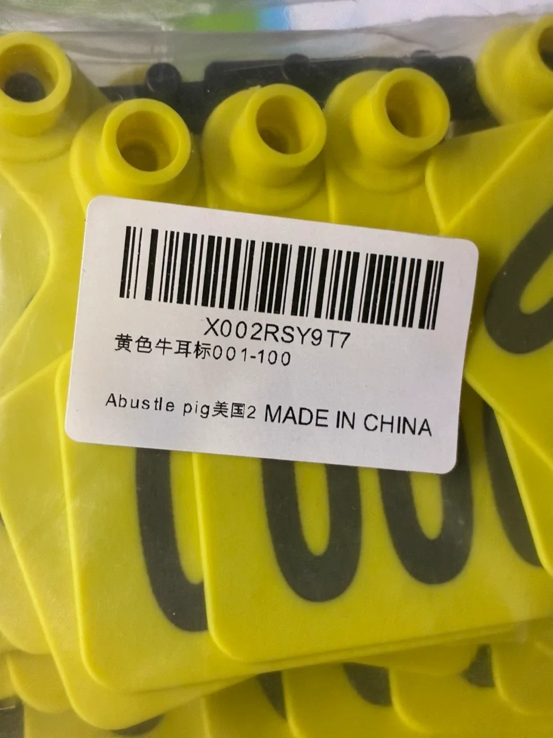 Yellow Abustle Pig Ear Tags