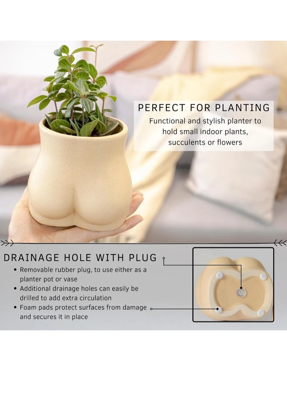 Butt Planter Body Vase - Sandy Nude Bottom image indicator(4)