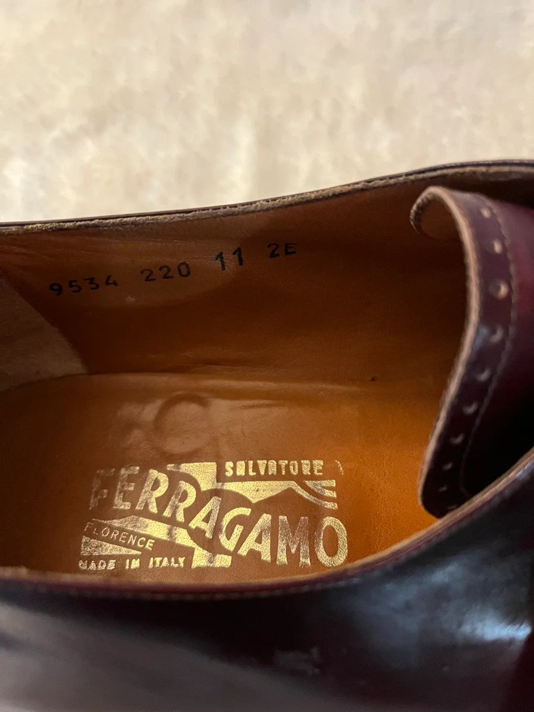 Salvatore Ferragamo Burgundy Strap Shoes - Size 11 image indicator(3)
