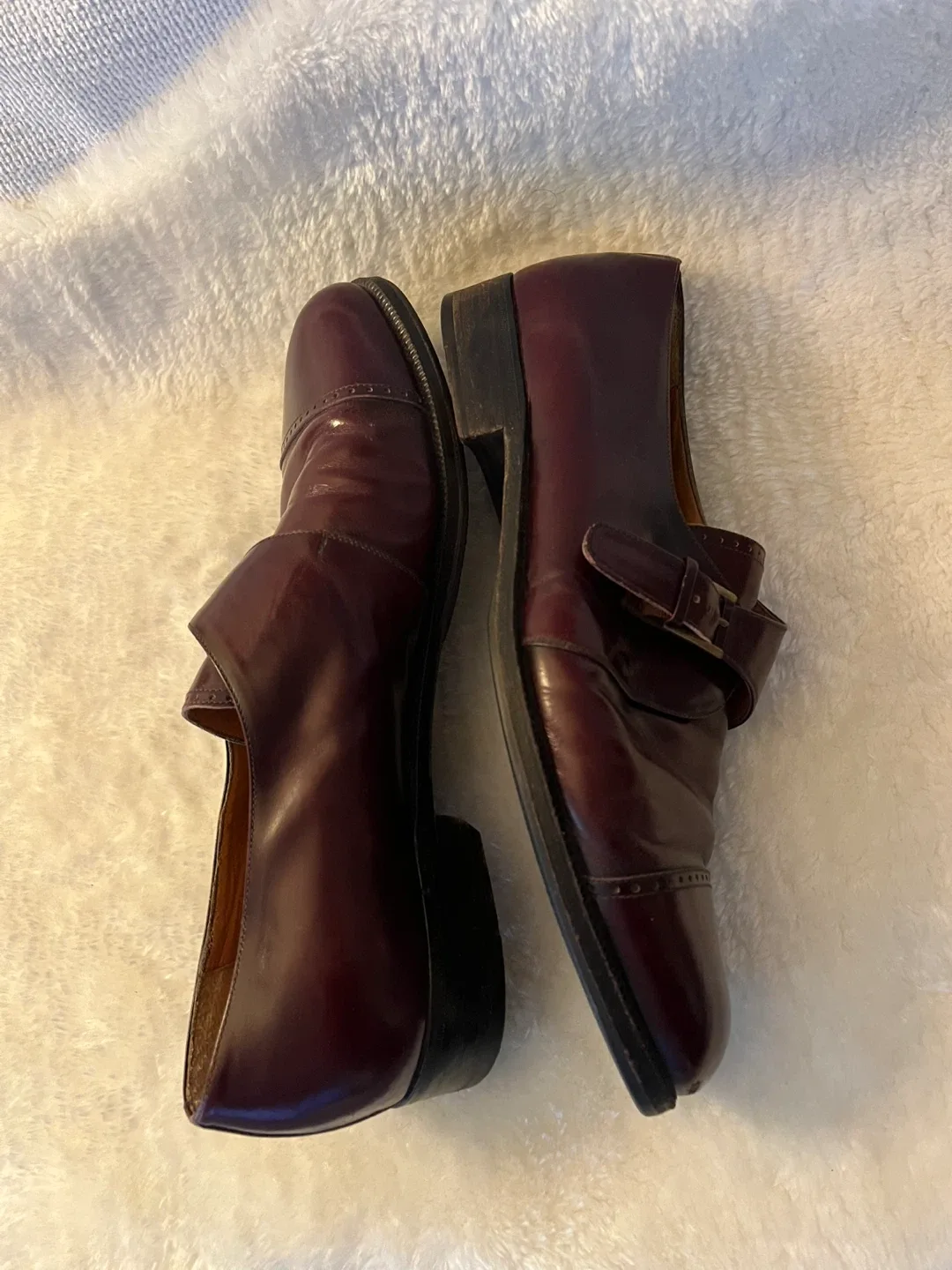 Salvatore Ferragamo Burgundy Strap Shoes - Size 11 image indicator(5)