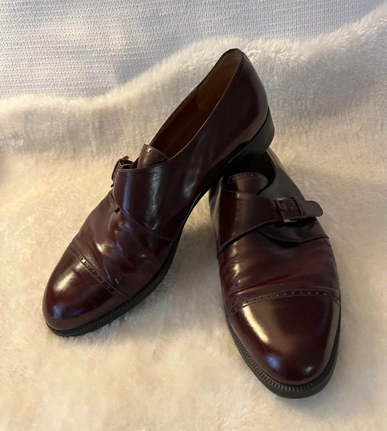 Salvatore Ferragamo Burgundy Strap Shoes - Size 11 image indicator(2)