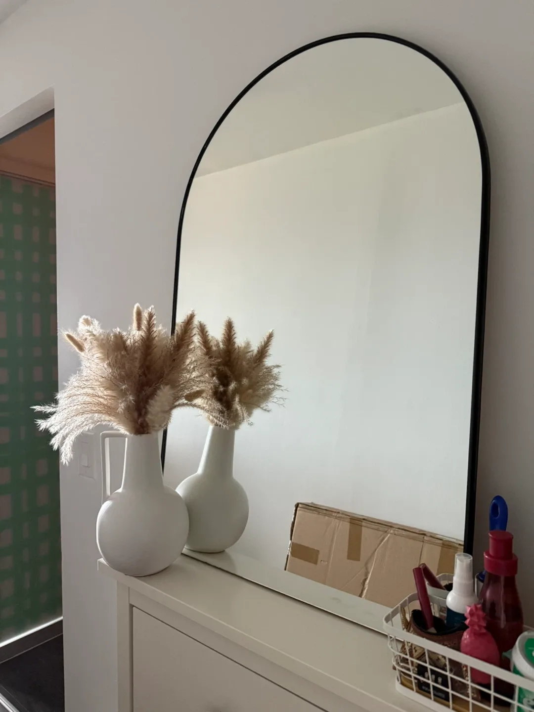 Arched Black Frame Mirror