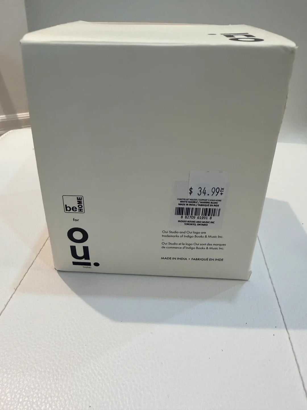 New-OUI White Marble Coasters with Brass Holder (2 boxes) image indicator(3)