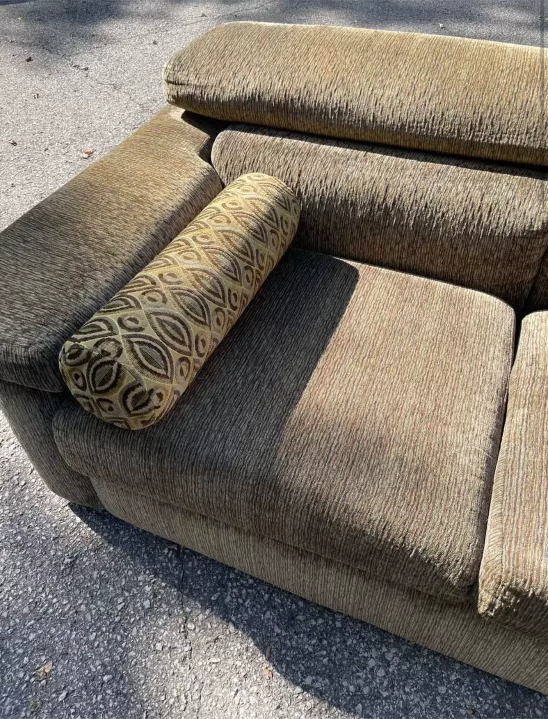 Two Olive Green Loveseat Sofa with Bolster Pillows image indicator(2)