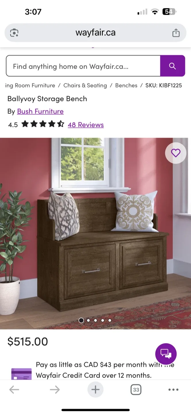 Bush Furniture Ballyvoy Storage Bench - Grey image indicator(5)