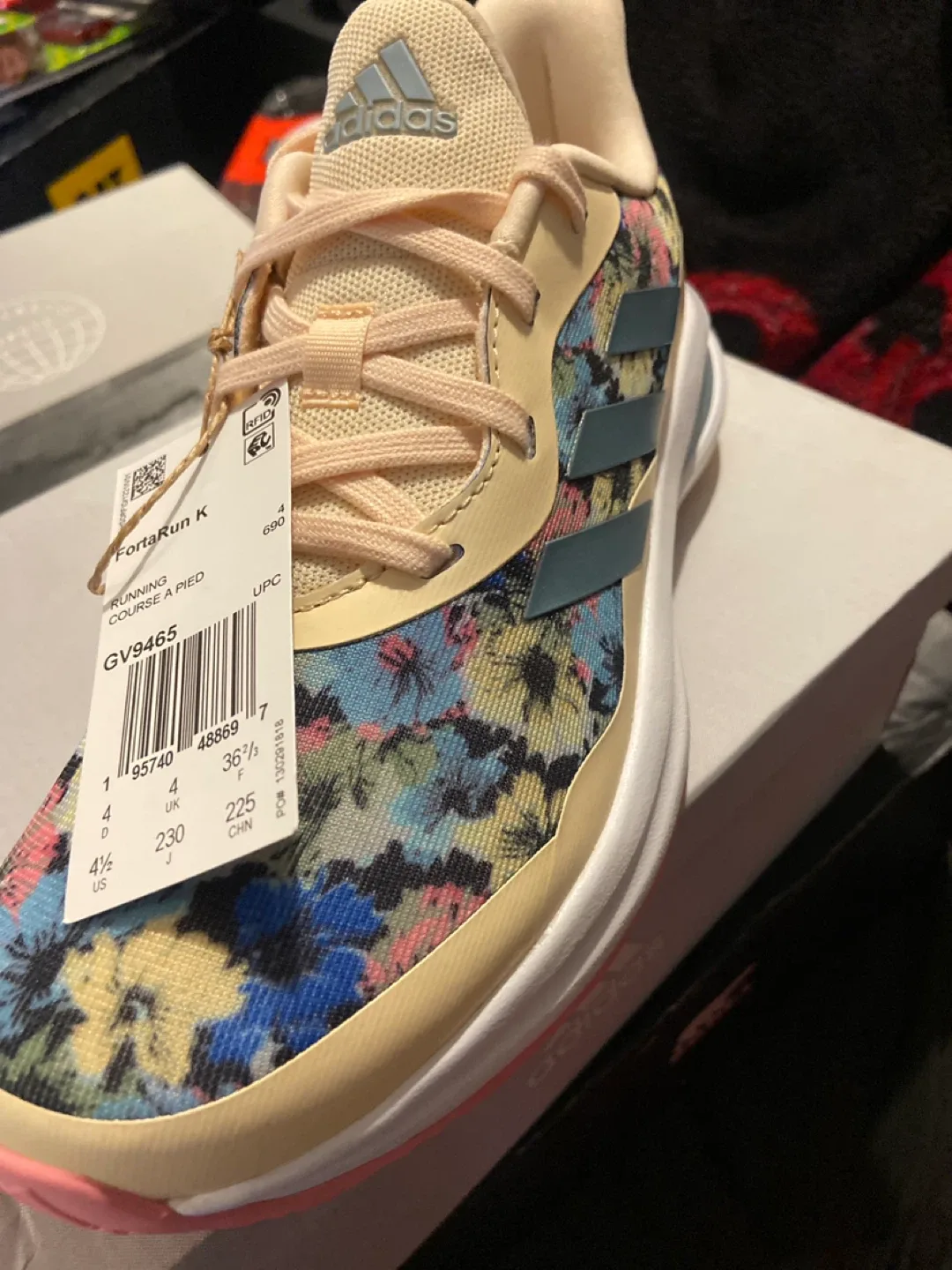 Adidas FortaRun K Floral Running Shoes - Size 4.5 image indicator(2)