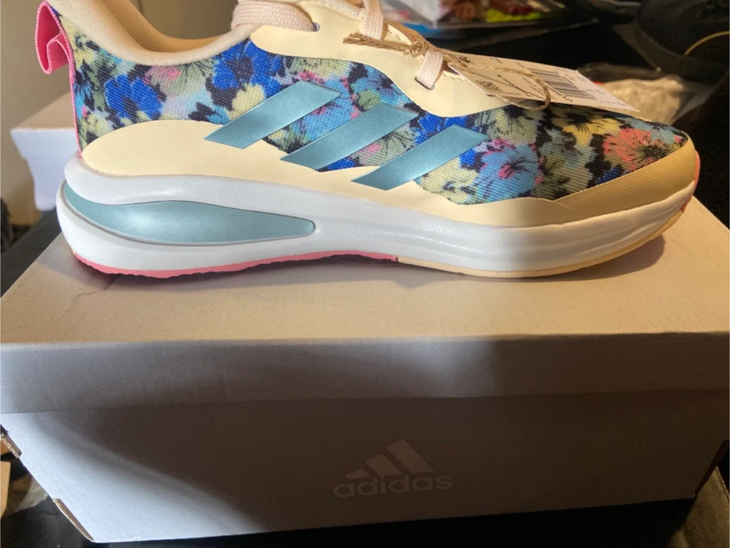 Adidas FortaRun K Floral Running Shoes - Size 4.5