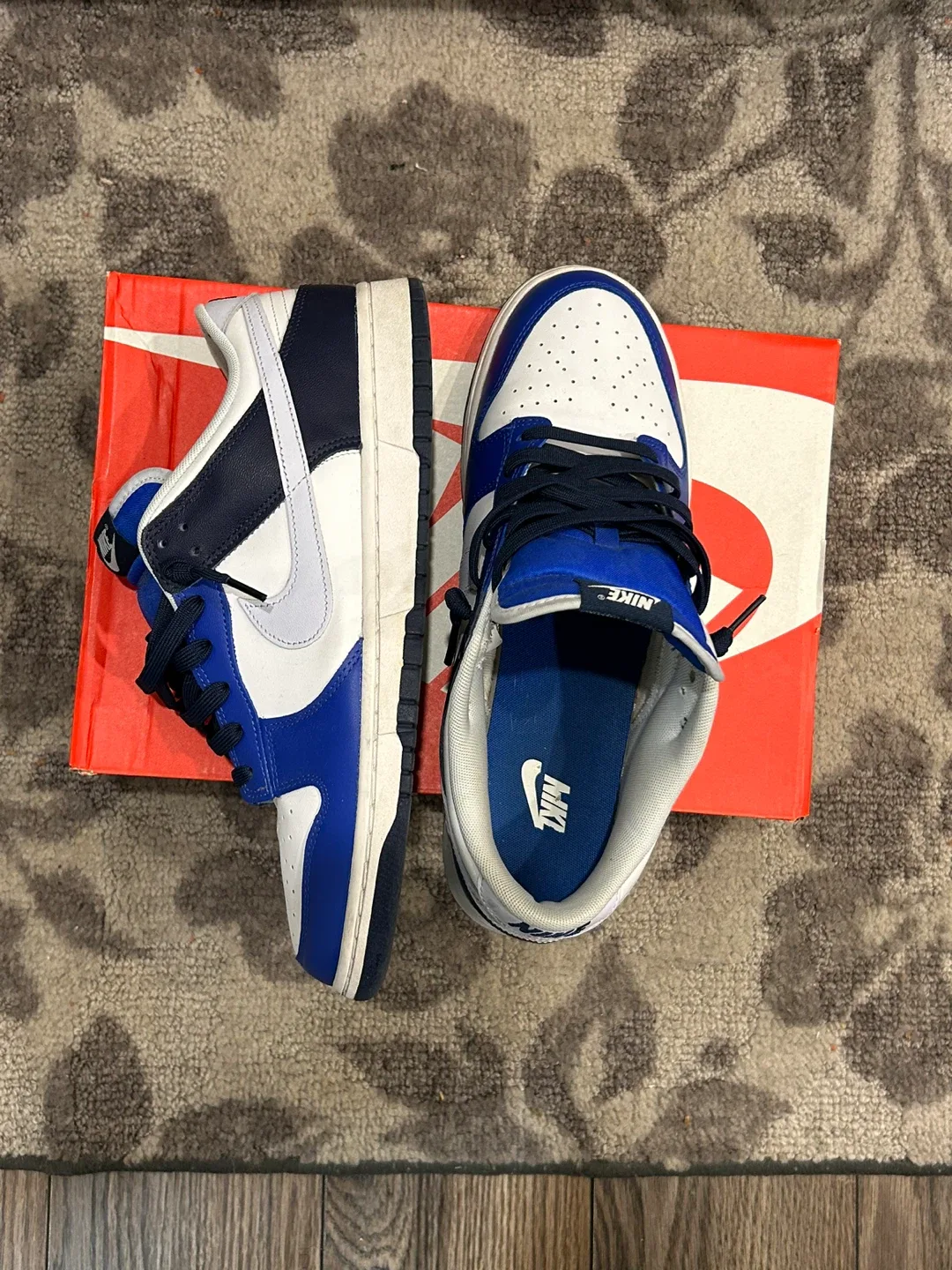 Nike Dunk Low Retro White/Royal Blue, with box image indicator(4)