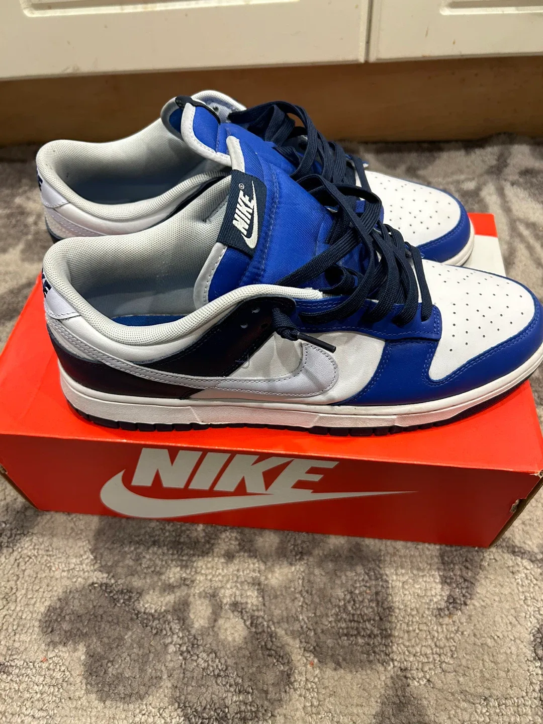 Nike Dunk Low Retro White/Royal Blue, with box image indicator(2)