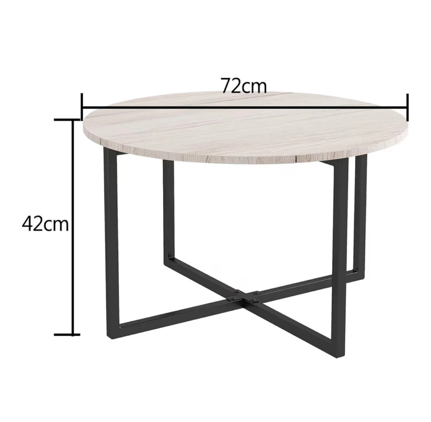 Round Coffee Table - Wood & Black Metal - photo 3