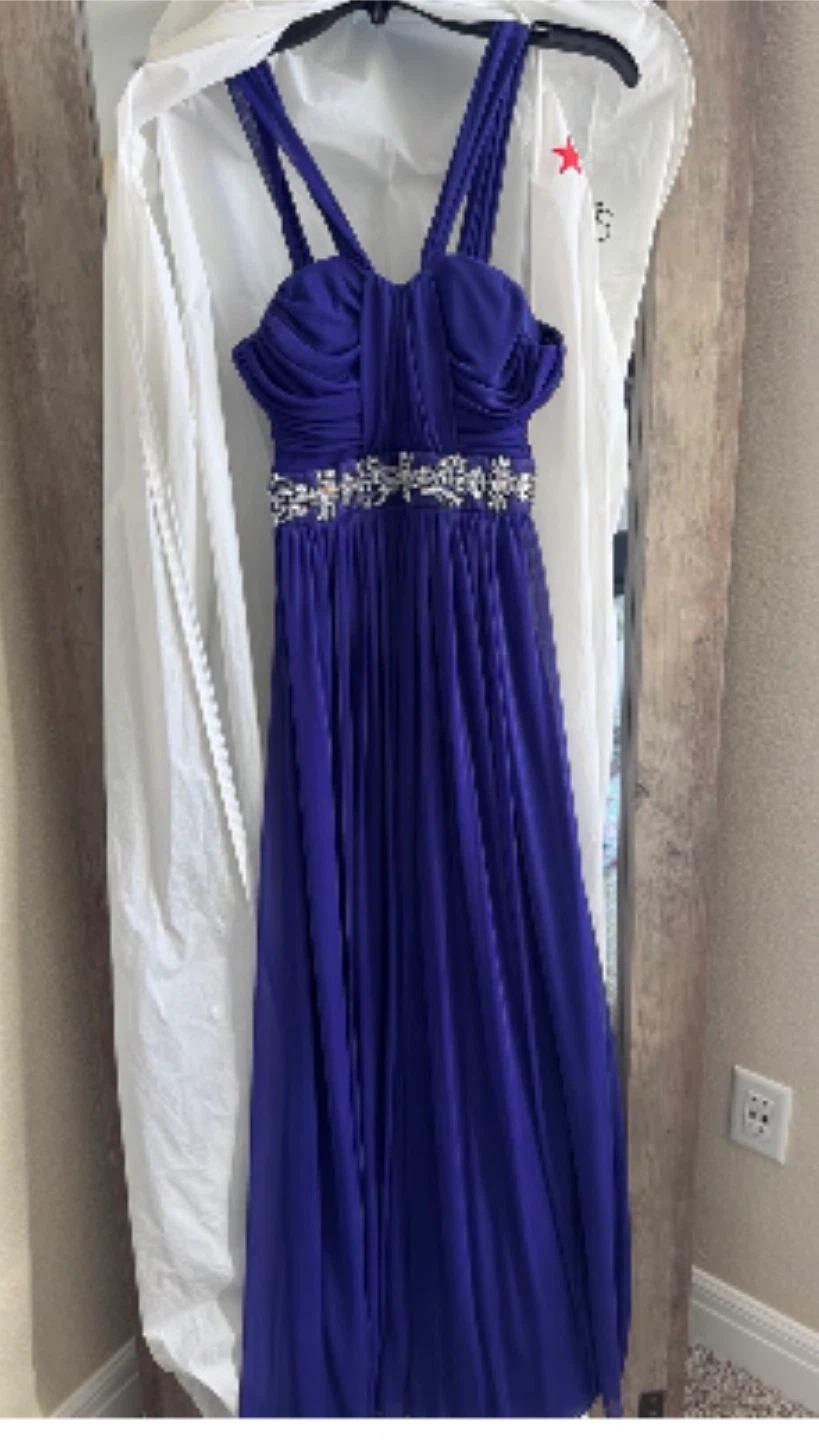 B Darlin Purple Formal Dress with Embellished Waist