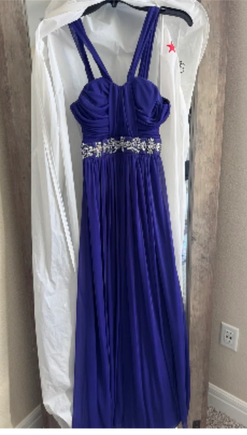 B Darlin Purple Formal Dress with Embellished Waist
