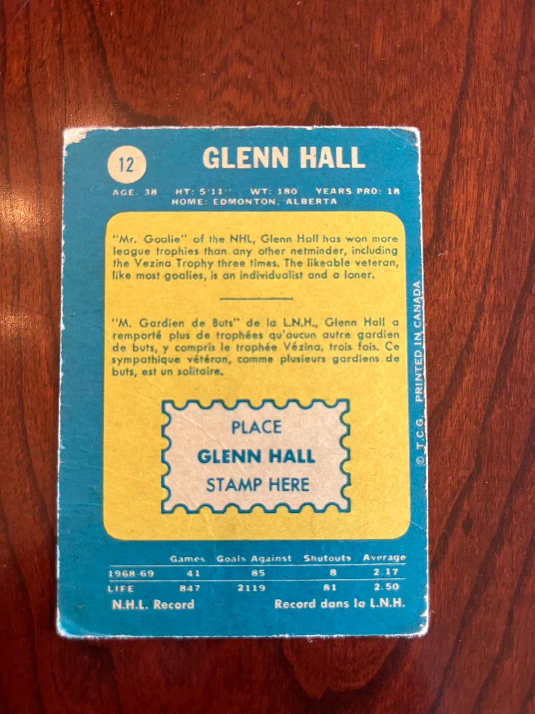 1969-70 O-Pee-Chee #12 Glenn Hall St.Louis Blues image indicator(2)