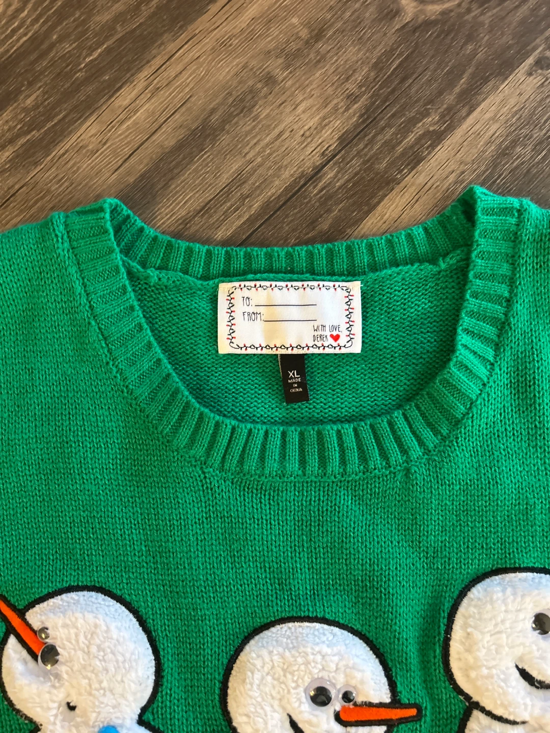 Green XL Christmas 🎄 Sweater - "Chilling With My Snowmies" - photo 5