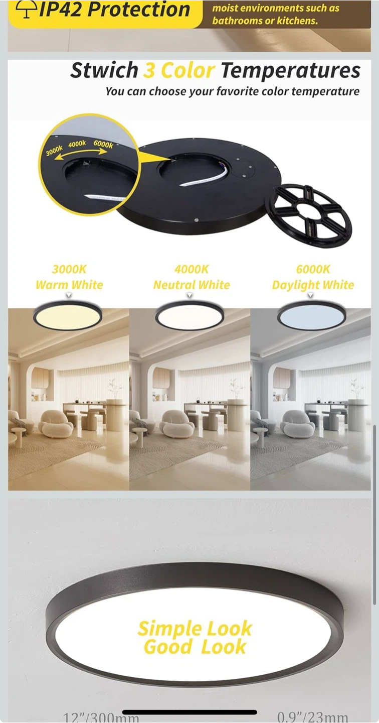 6pack 12 Inch Led Flush Mount Ceiling Light, - photo 3