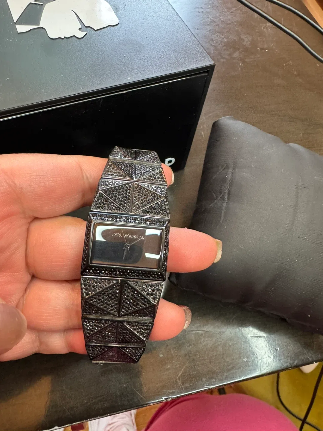 Brand new Karl Lagerfeld Black Pyramid Studded Watch