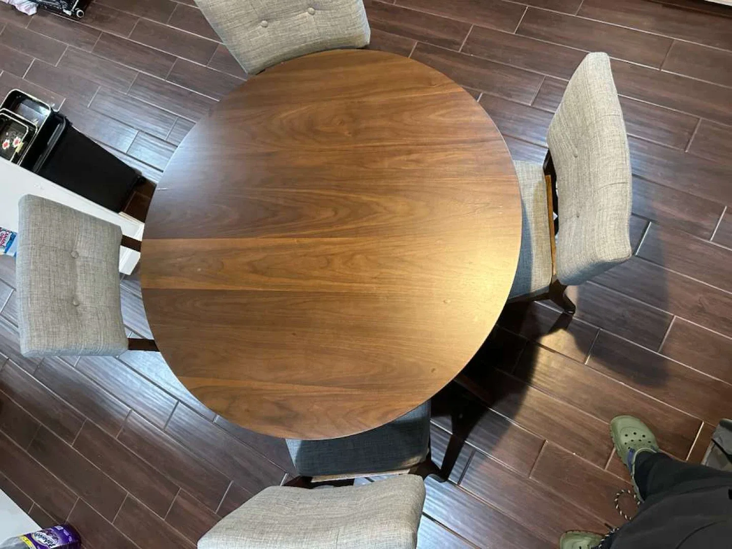 Round Dining Table with 4 Chairs - Wood & Gray image indicator(4)