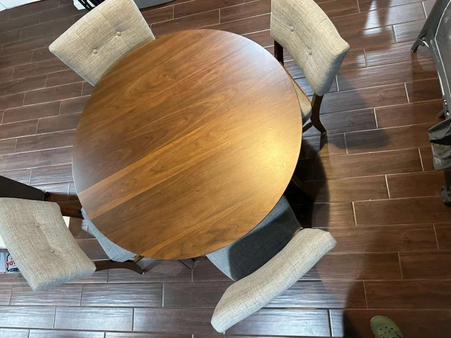 Round Dining Table with 4 Chairs - Wood & Gray image indicator(5)