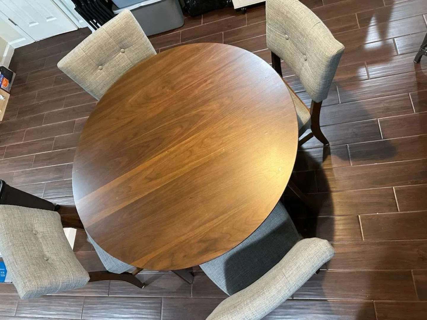 Round Dining Table with 4 Chairs - Wood & Gray image indicator(2)