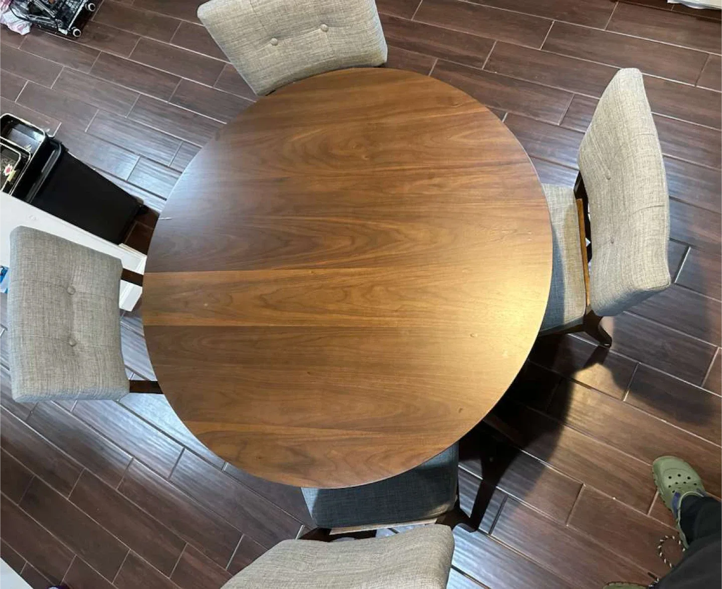 Round Dining Table with 4 Chairs - Wood & Gray image indicator(7)