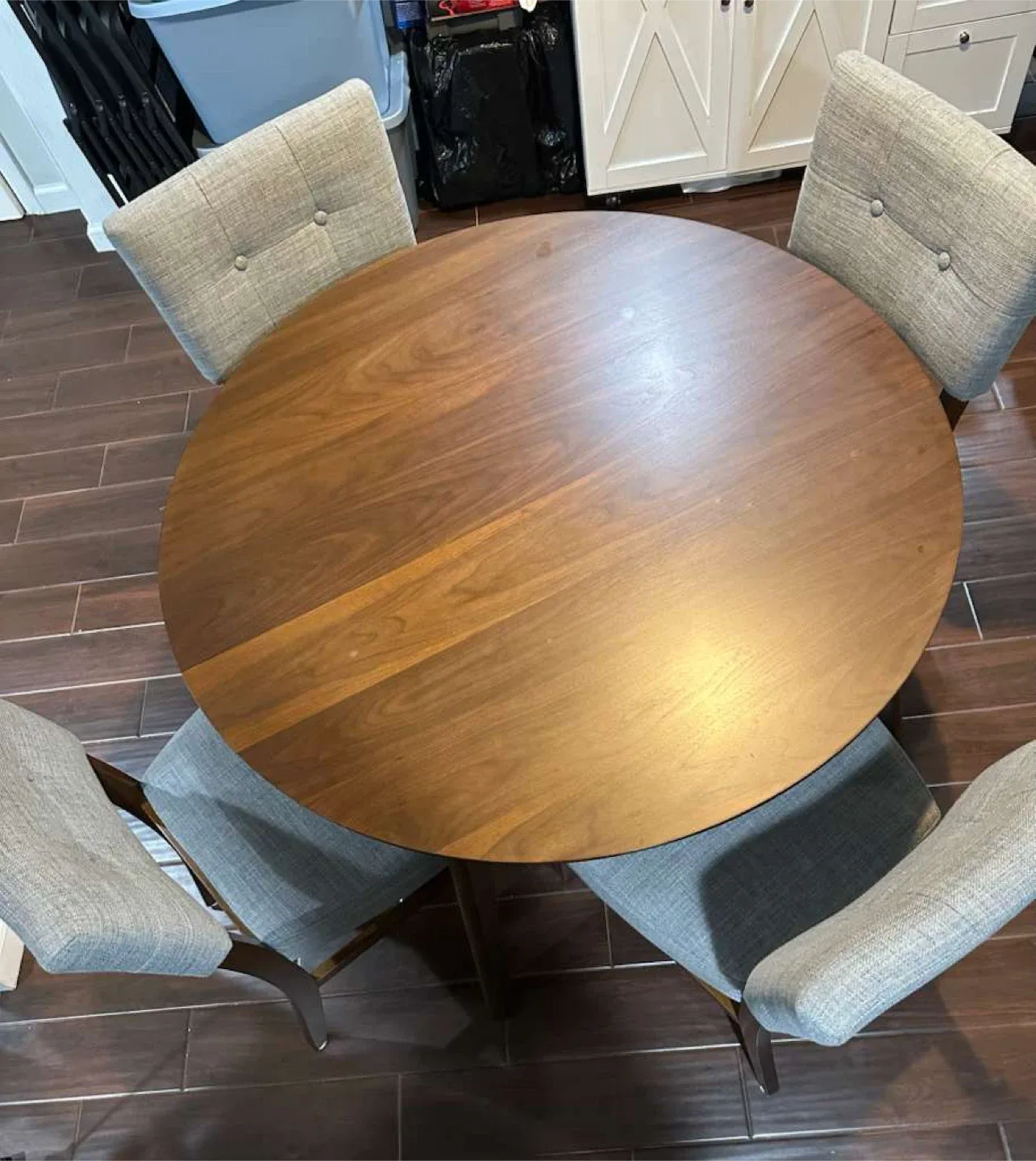 Round Dining Table with 4 Chairs - Wood & Gray image indicator(9)