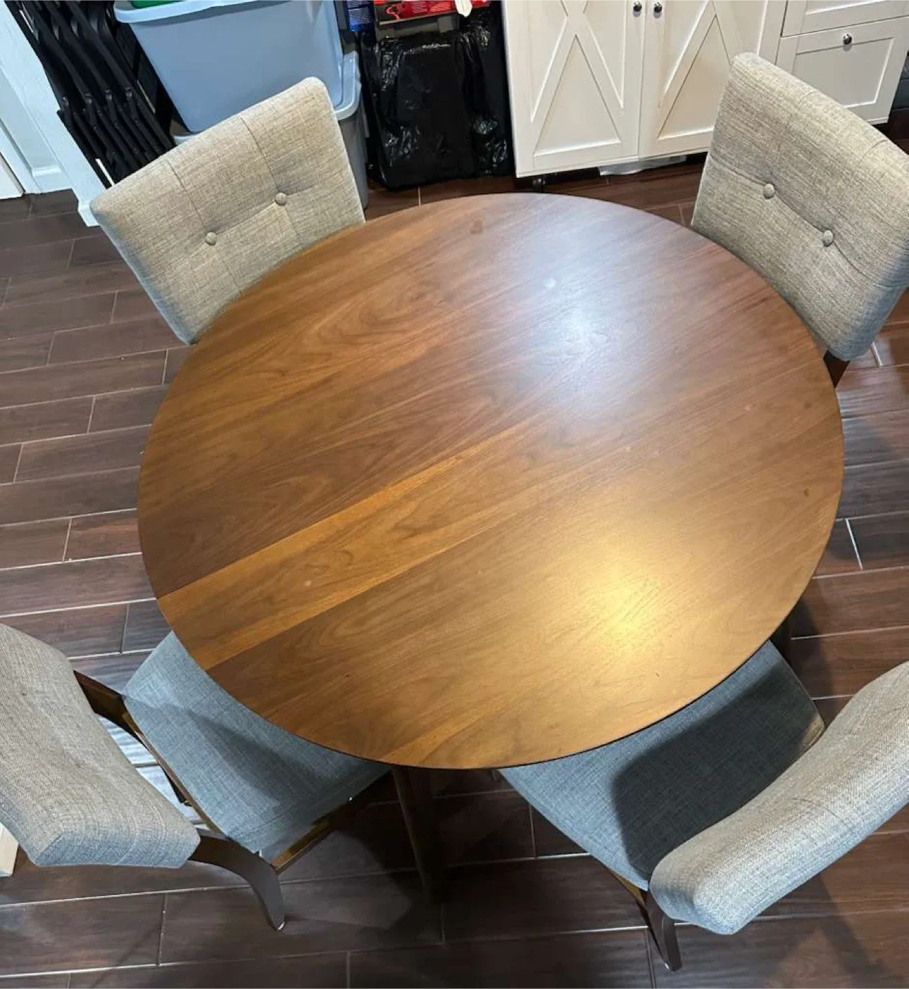 Round Dining Table with 4 Chairs - Wood & Gray image indicator(10)