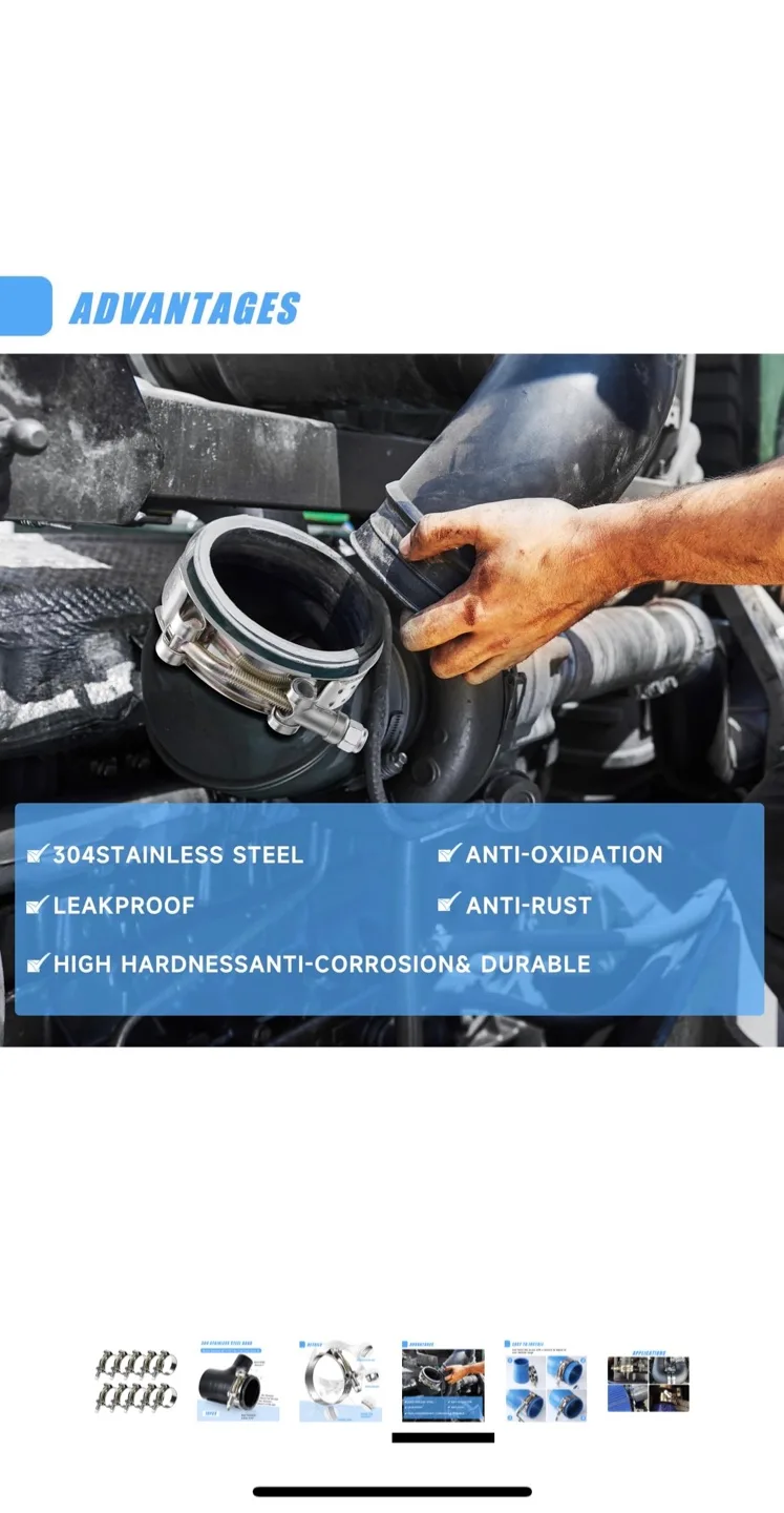 10-Pack T Bolt Hose Clamp 36-44mm (1.42"-1.73") image indicator(4)