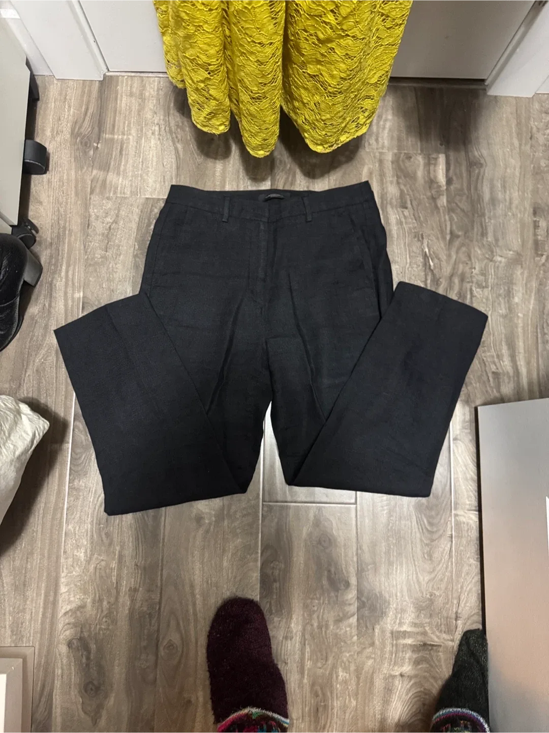 Maxmara weekend BLACK linen pants. image indicator(2)