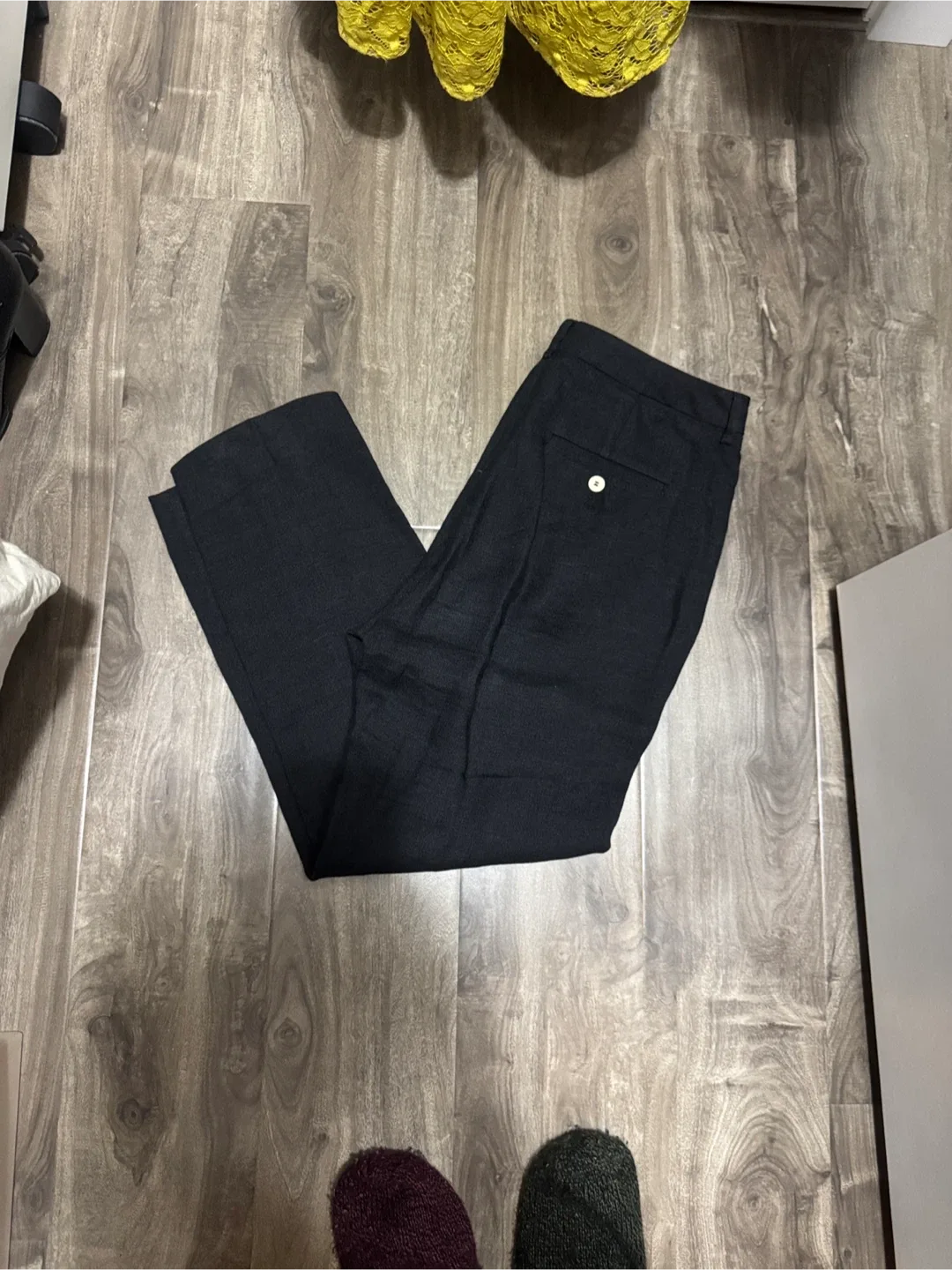 Maxmara weekend BLACK linen pants. image indicator(3)