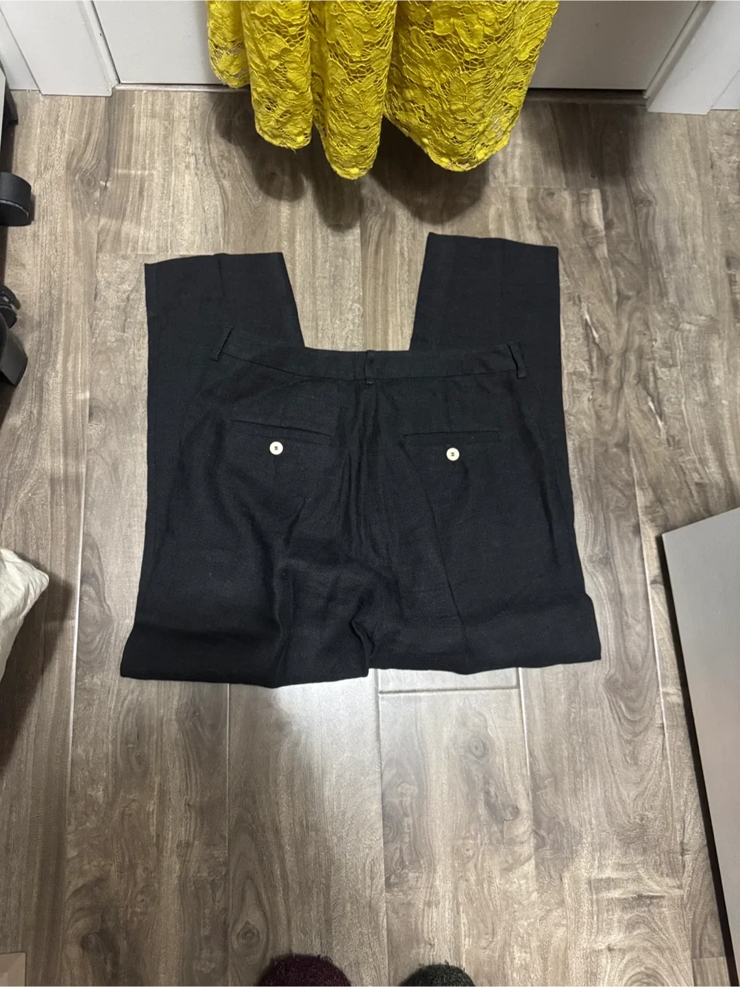 Maxmara weekend BLACK linen pants. image indicator(5)