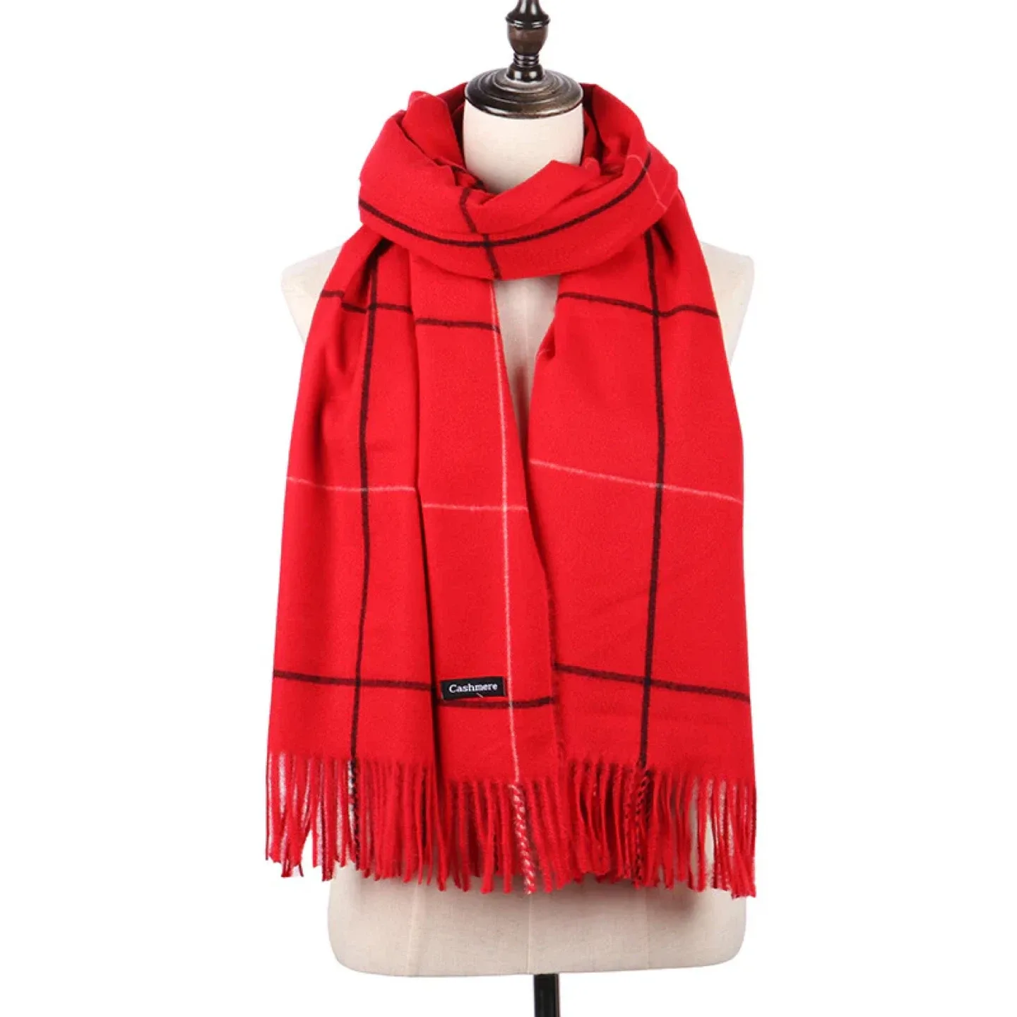 Red, Grid Pattern Scarf/Shawl