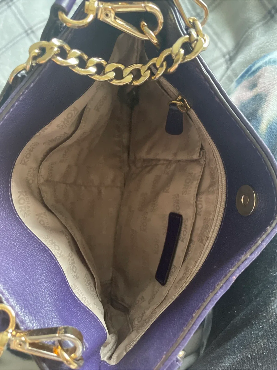 Michael Kors Purple Leather Shoulder Bag image indicator(3)