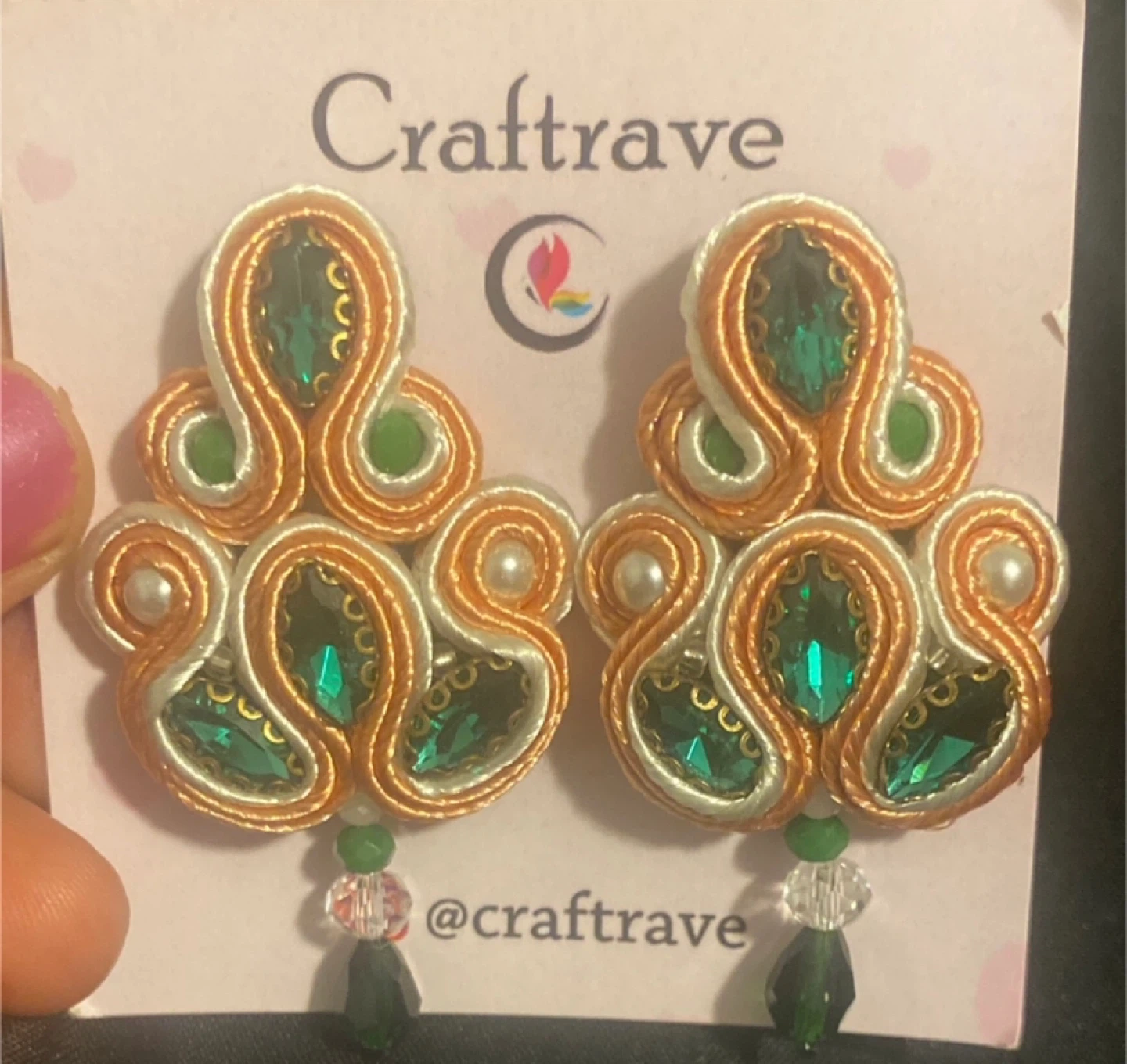 Craftrave Soutache Green Earrings