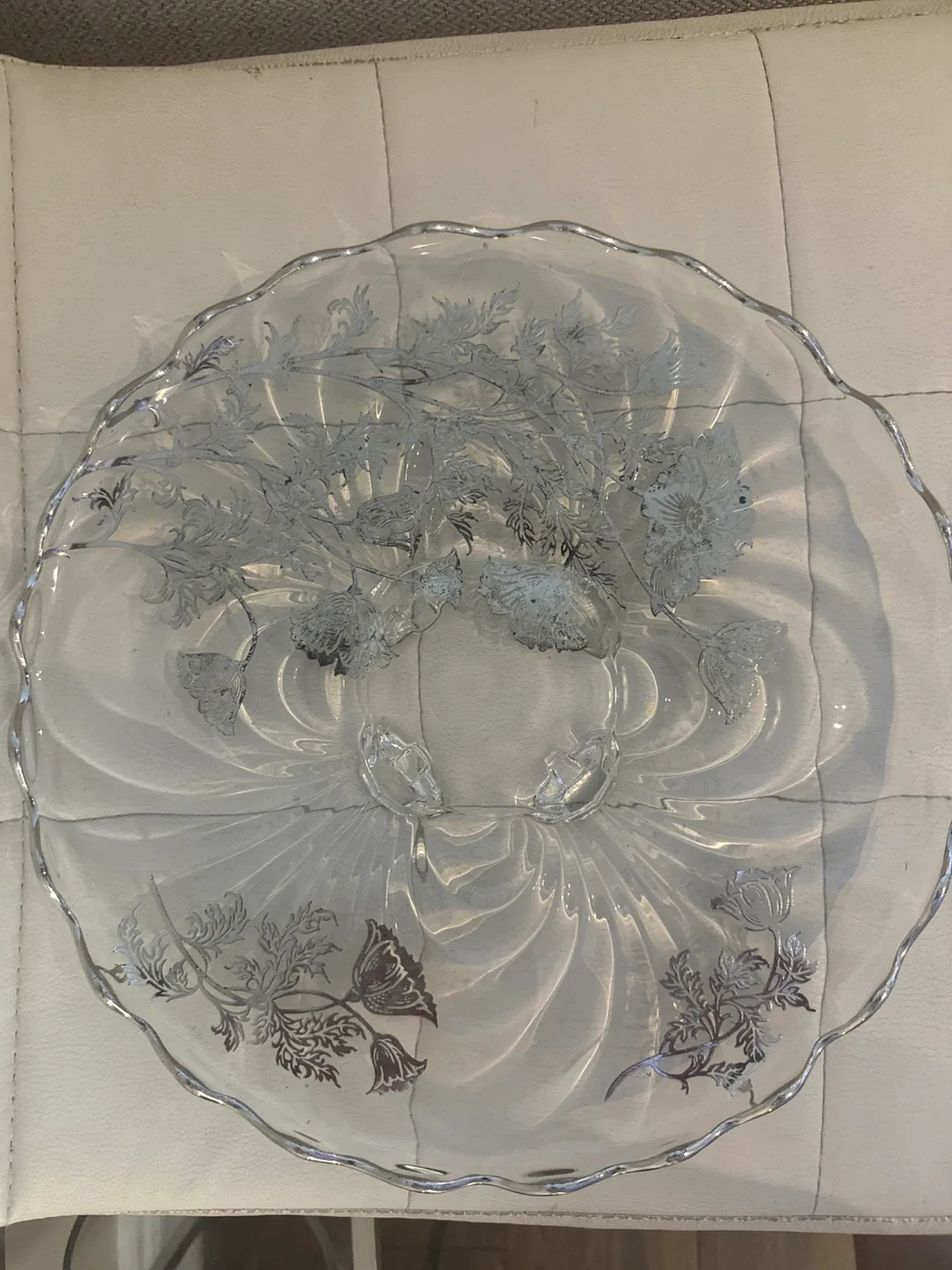 Floral Glass Cake Stand