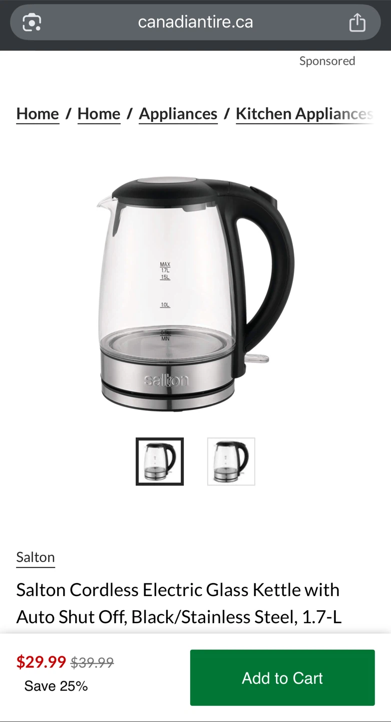 Salton Cordless Electric Glass Kettle - photo 4