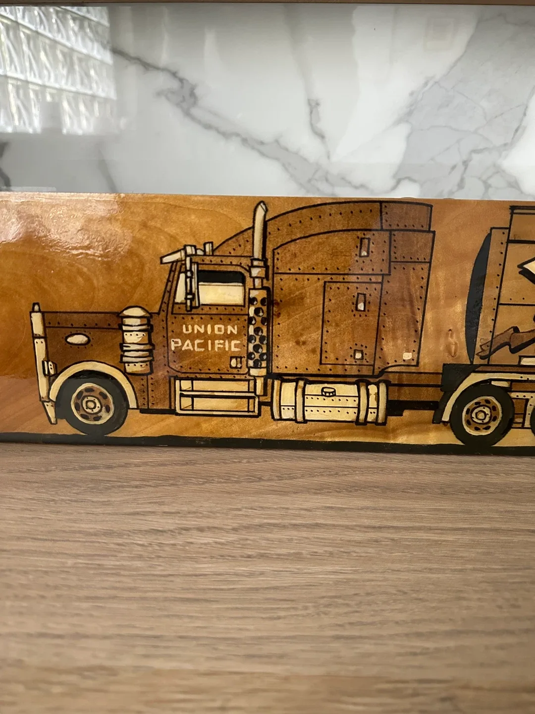 ORIGINAL VINTAGE GRAFFITI TRUCK PAINTING OIL EPOXY WOOD ART