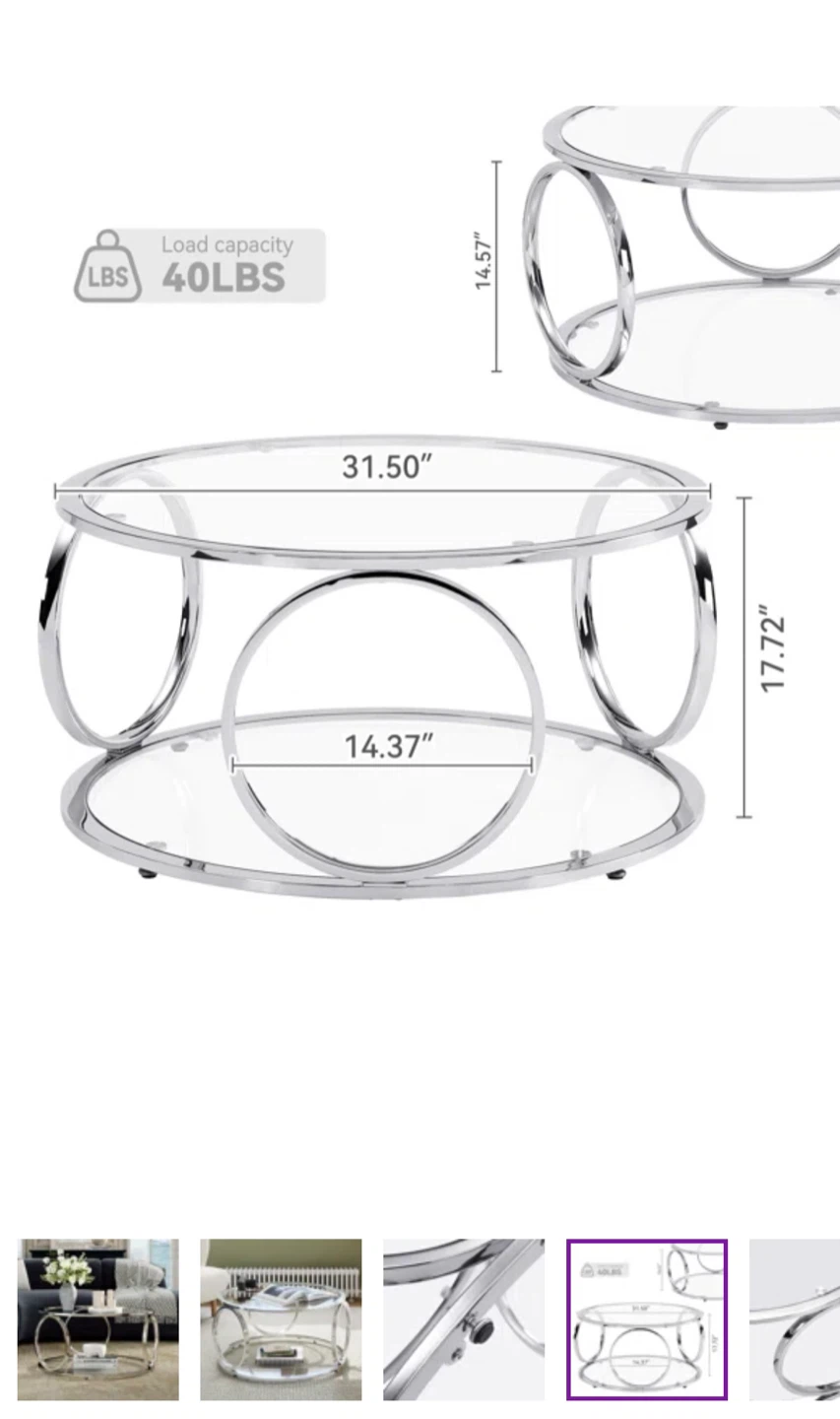 Round Glass Coffee Table - 31.5" - photo 2