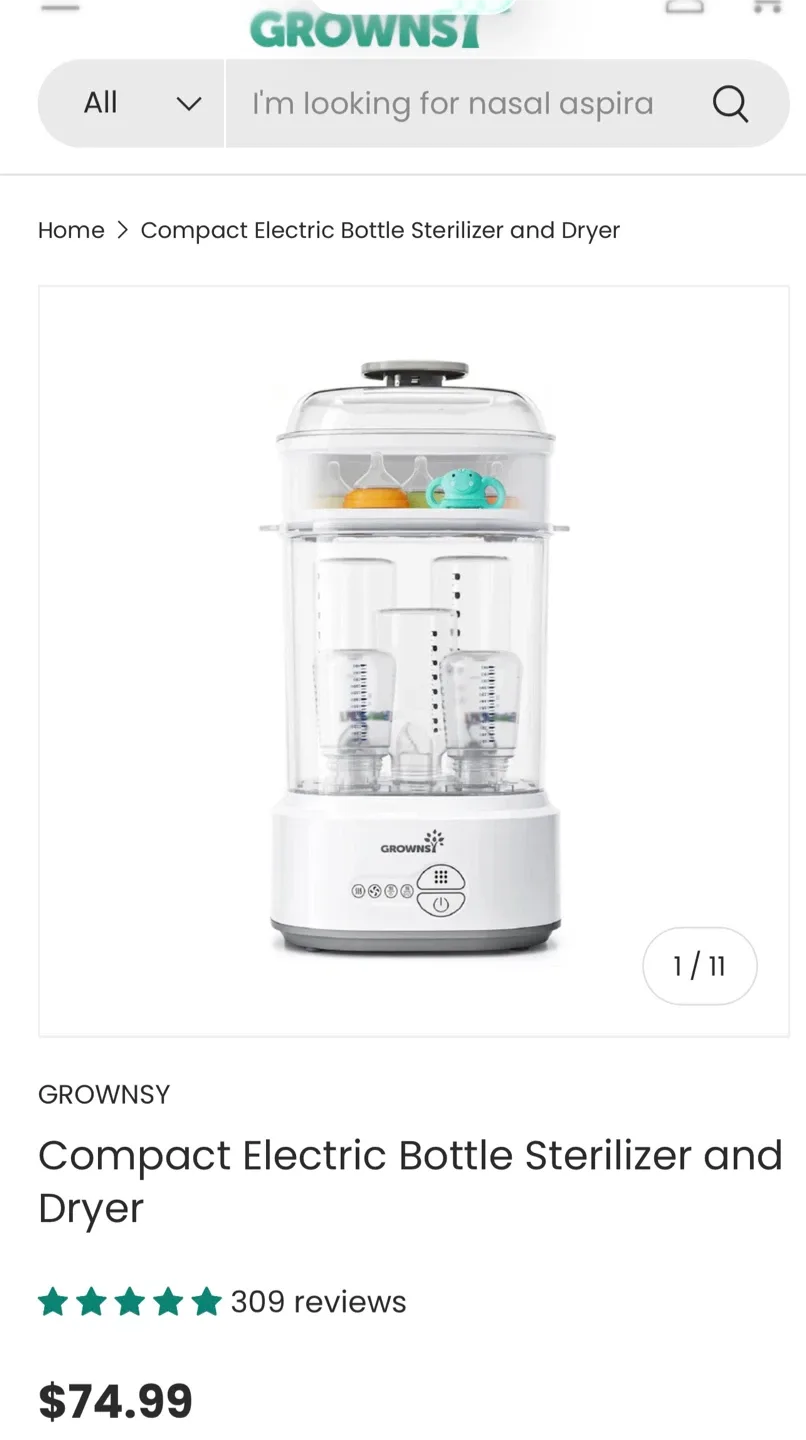 Grownsy Compact Electric Bottle Sterilizer & Dryer image indicator(2)