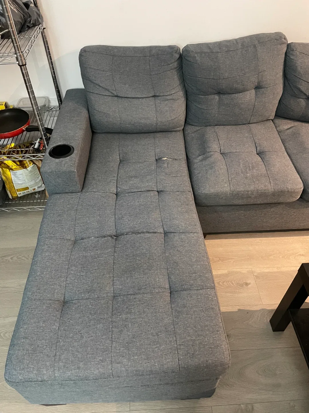 Grey Sectional Sofa - Some Wear
