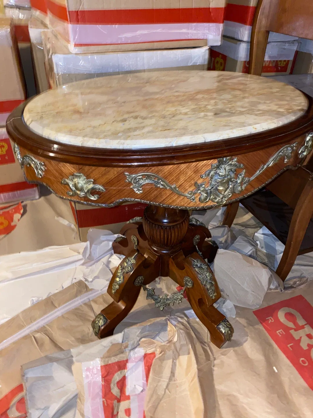 Antique Oval shape Marble Top Accent Table