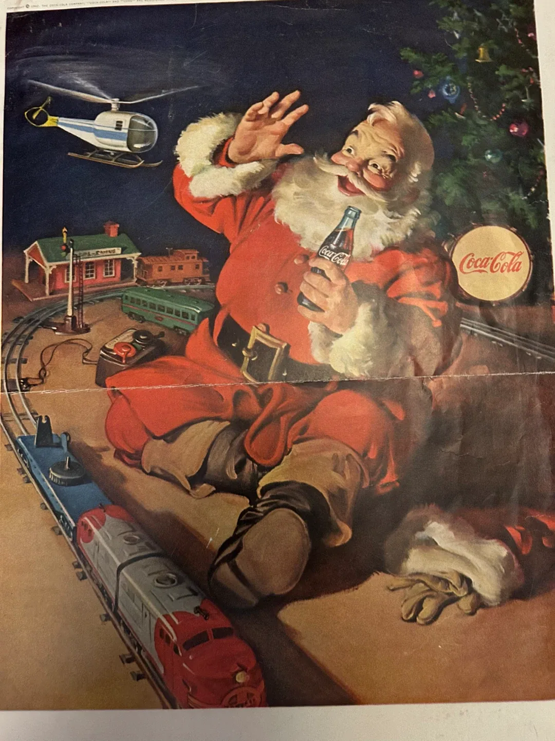 MCM 60s-70s Santa Claus Xmas Coke Coca Cola ad art toy train image indicator(7)
