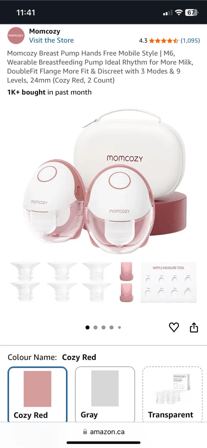 Momcozy M6 Breast Pump - Cozy Red image indicator(2)