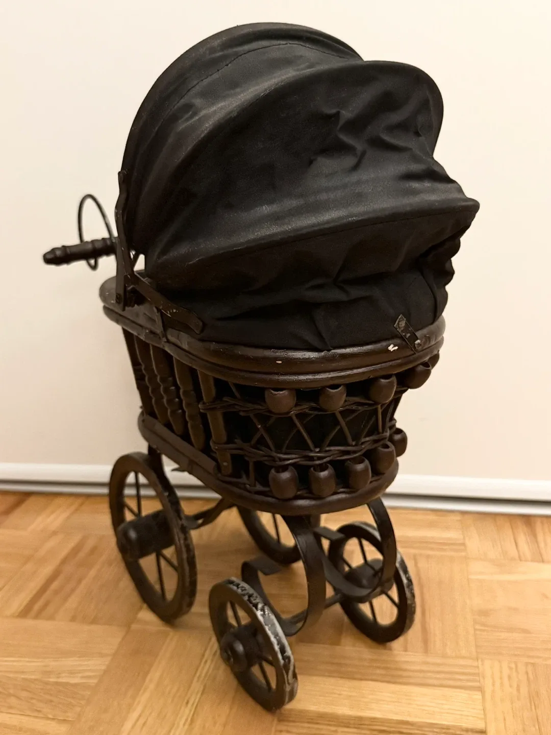 Small Antique Vintage Victorian Wooden Doll Carriage Stroller image indicator(4)