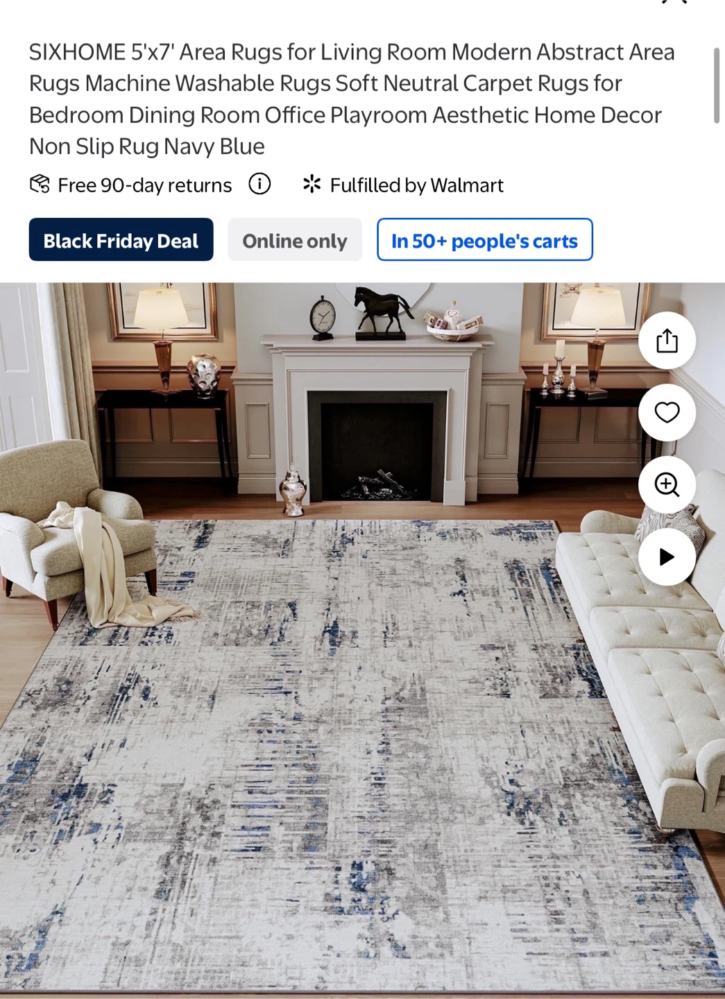 SIXHOME 5'x7' Area Rug - Navy Blue - photo 2