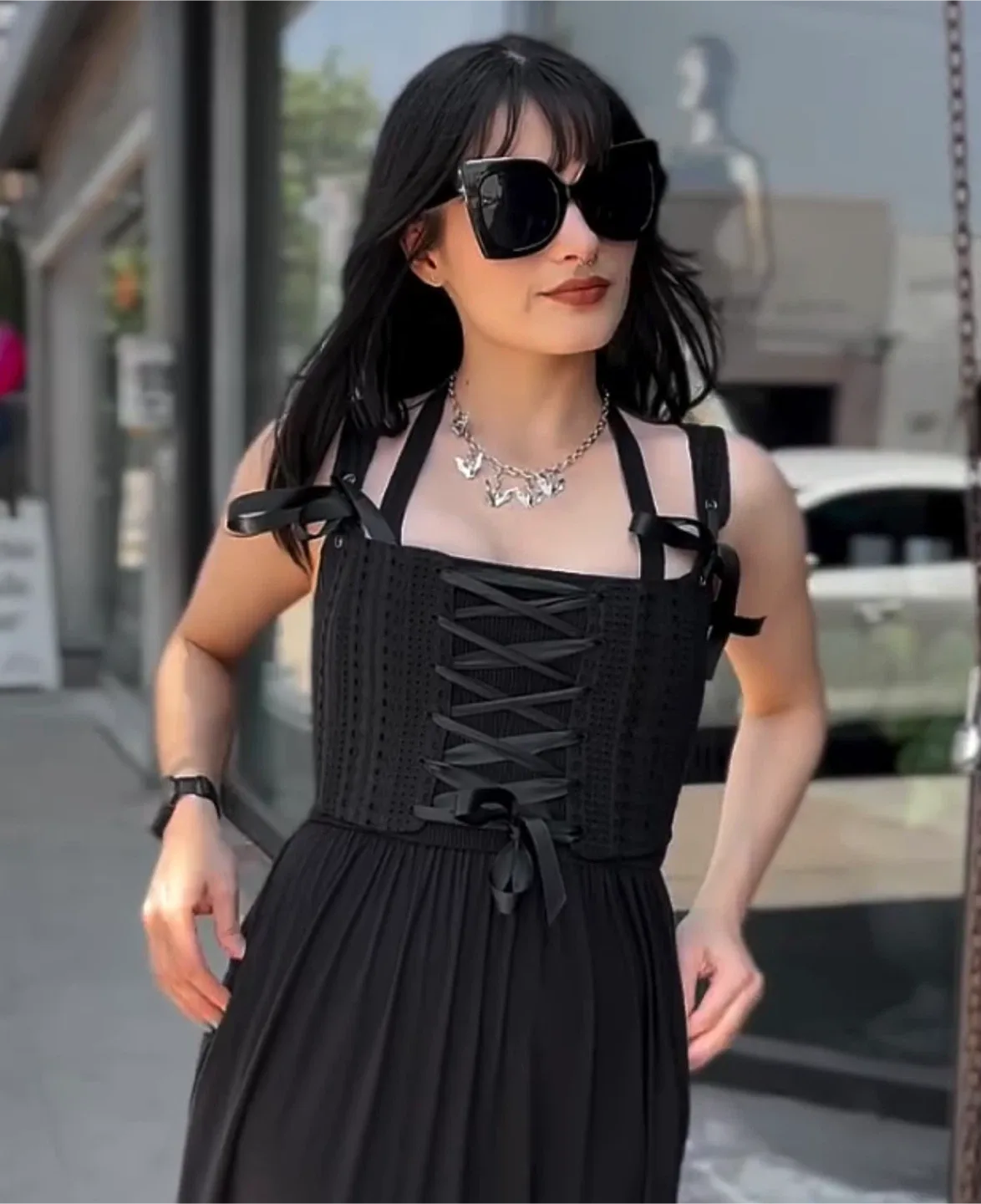 NEW Foxblood Goth Witchy Sexy Black Corset Top XS image indicator(2)